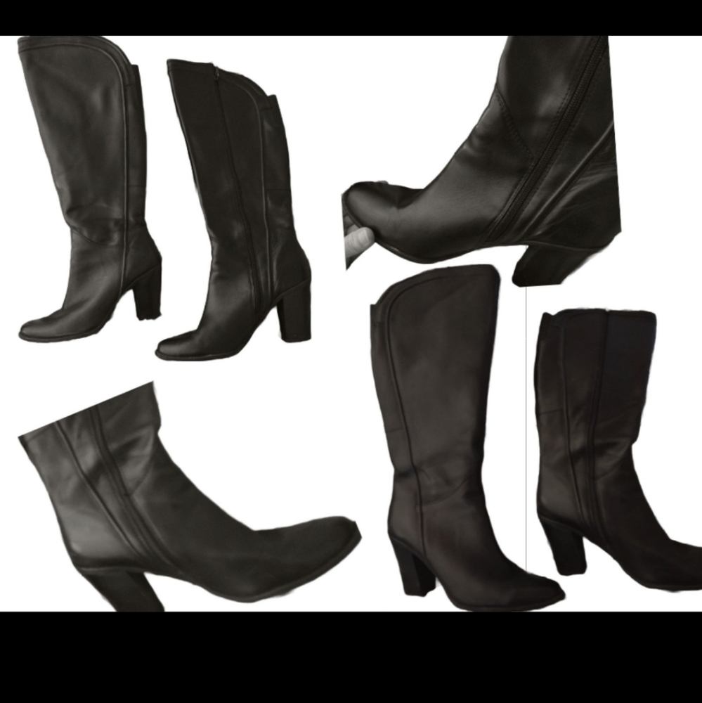 Coach and Four Black Genuine Leather knee high boots Size 8.5M